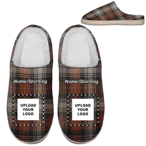 Corporate personalized gifts, christmas gift ideas employees Personalized Plaid Indoor Slippers, Custom Love Pets Slippers with image and Name,kitty2020-23020185