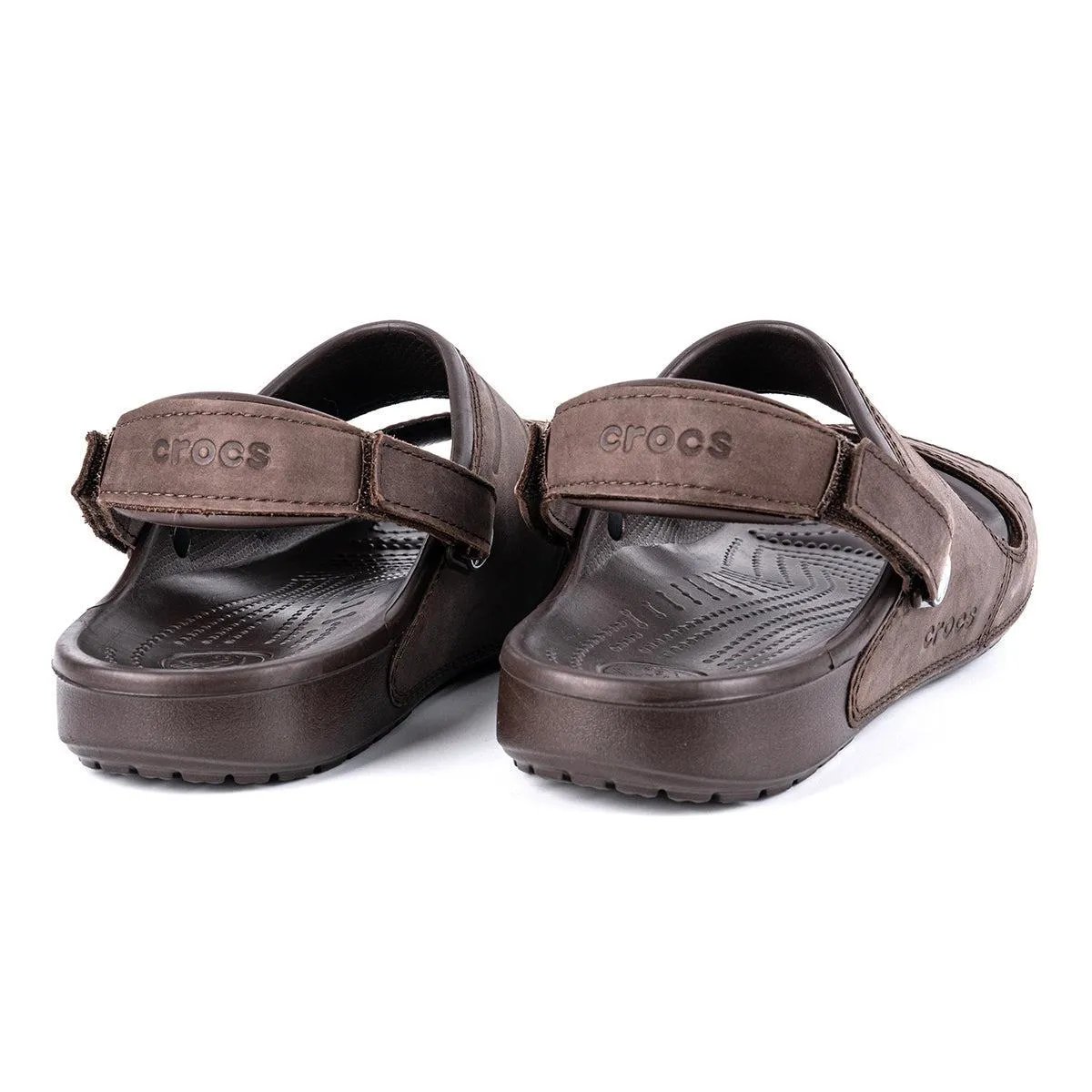 Crocs Yukon Two Strapped Casual Sandals Nubuck Leather Brown Colour For Men