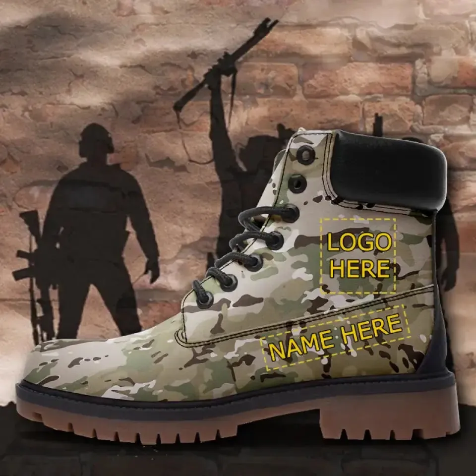 Custom Classic all season boots, Camo Custom Shoes,Personalized tactical boots, PC-TB-B09100