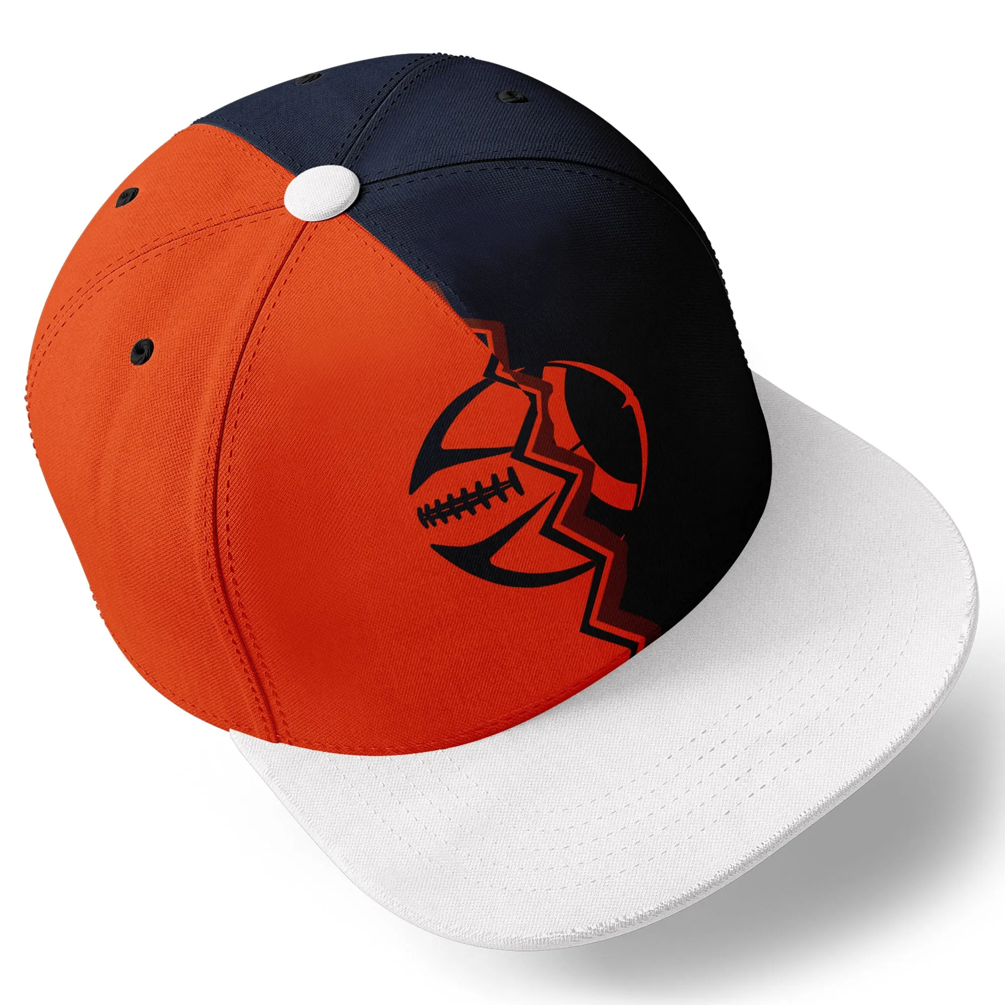 Custom Deep Blue Orange Illinois Hat Sport Design Cap Stitched Adjustable Personalized PR067B-D028017-4