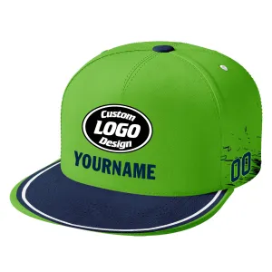 Custom Green Blue Seattle Hat Sport Design Cap Stitched Adjustable Personalized PR067B-D020261-27