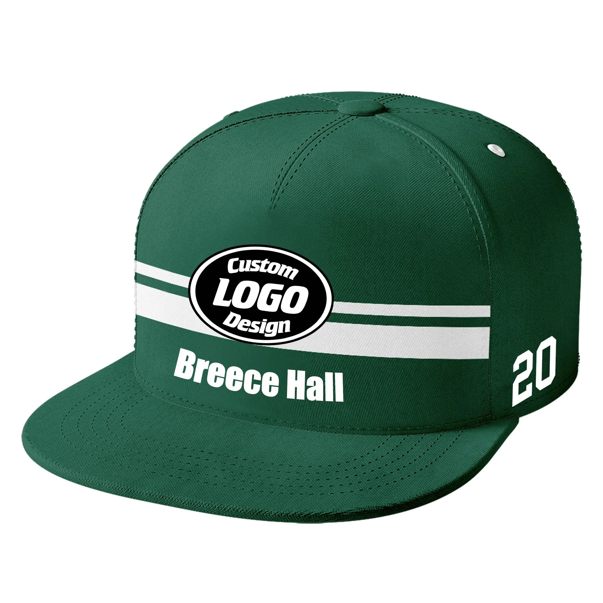 Custom Green New York Hat Sport Design Cap Stitched Adjustable Personalized PR067B-D020262-28