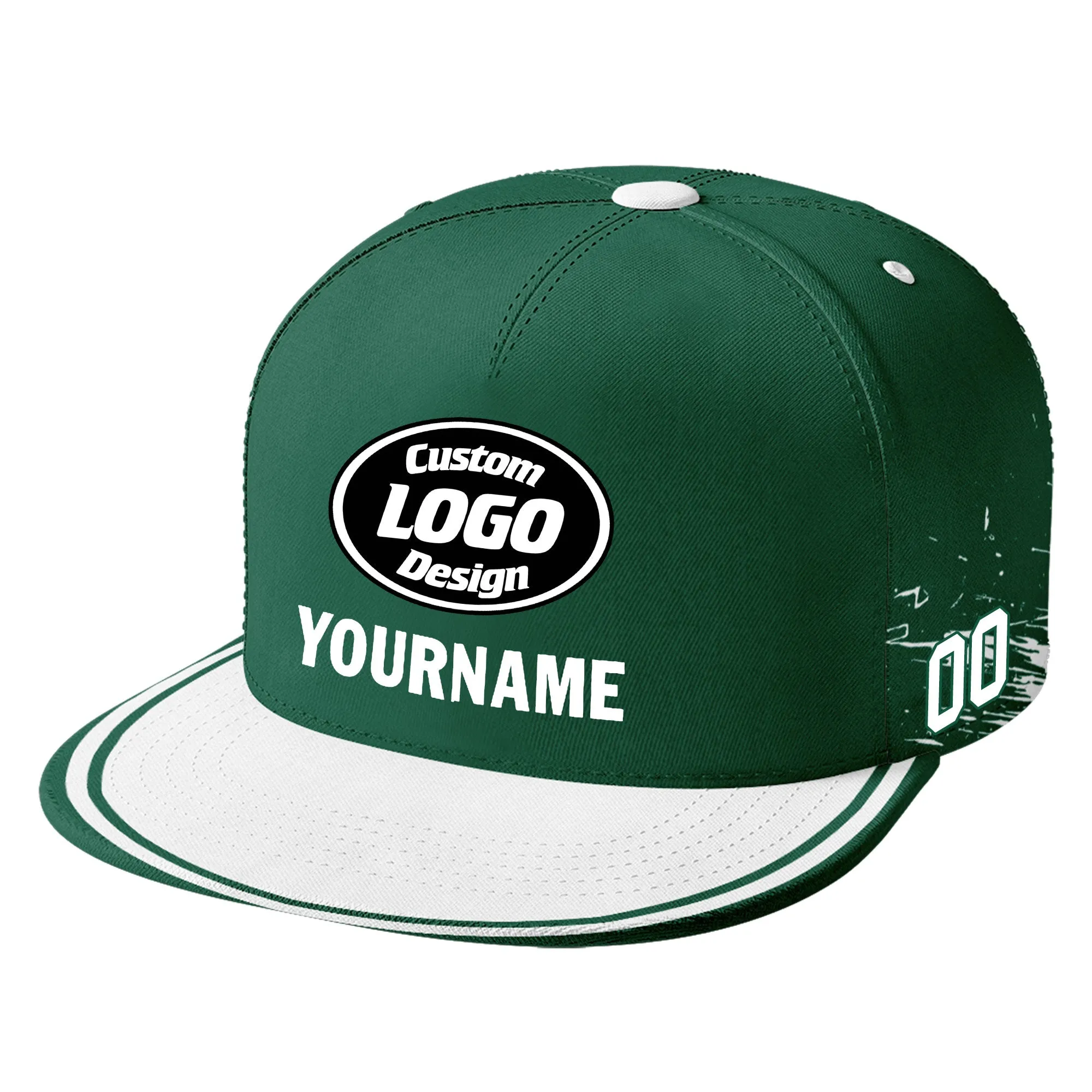 Custom Green White New York Hat Sport Design Cap Stitched Adjustable Personalized PR067B-D020261-28