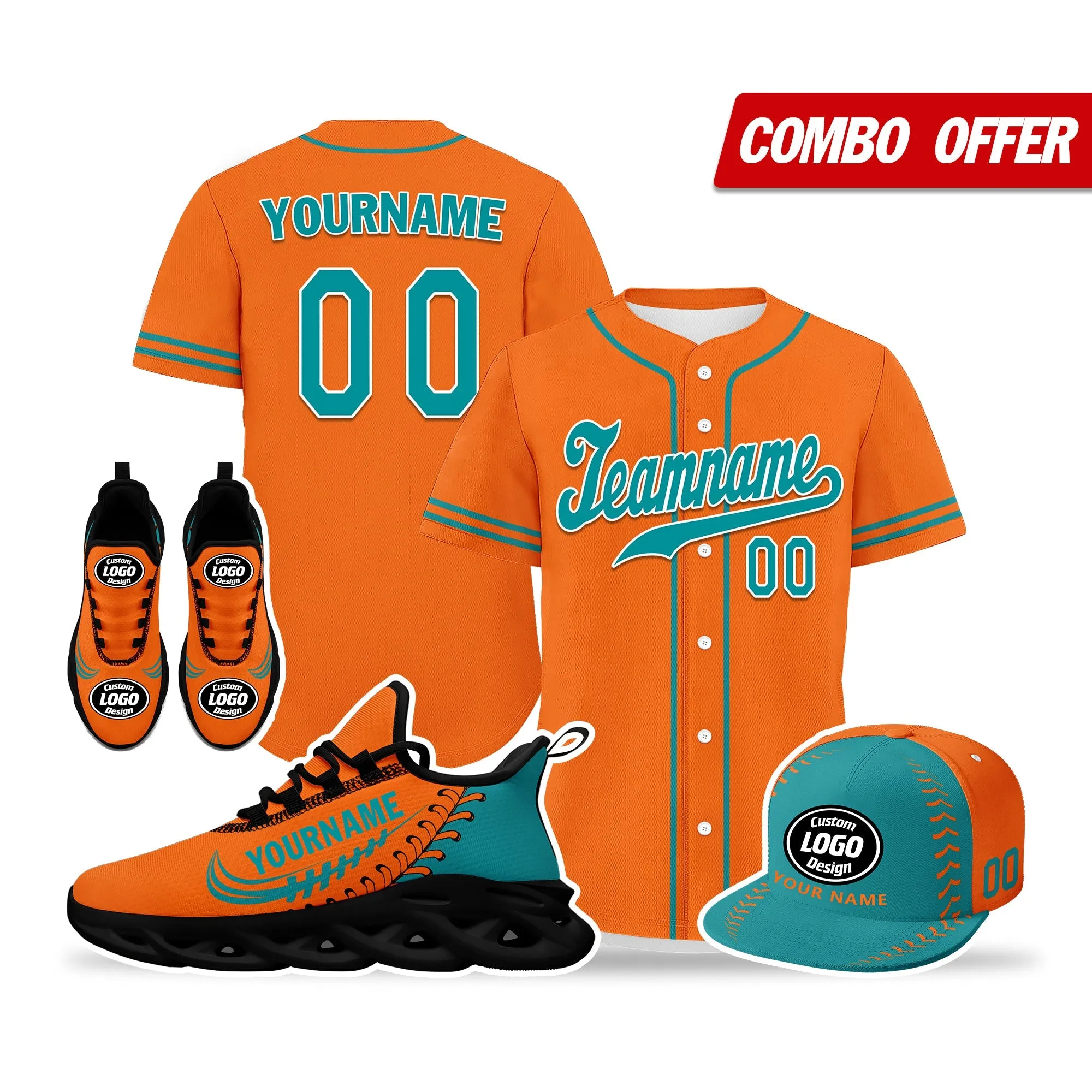 Custom Orange Jersey MaxSoul Shoes and Hat Combo Offer Personalized ZH-bd0b00e0-e