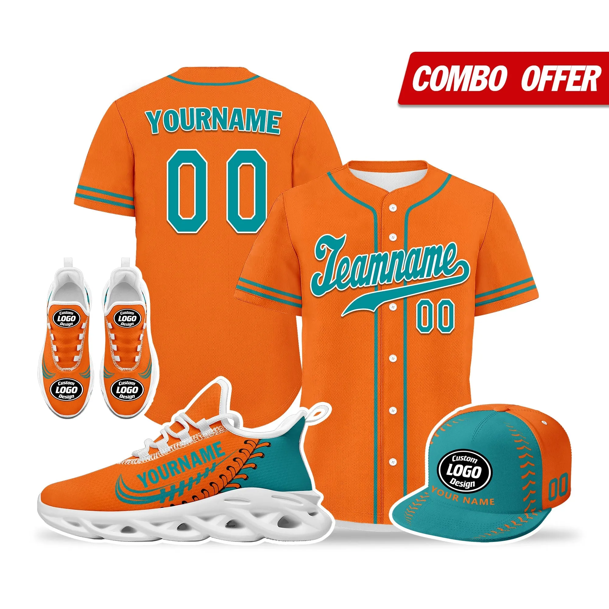 Custom Orange Jersey MaxSoul Shoes and Hat Combo Offer Personalized ZH-bd0b00e0-e