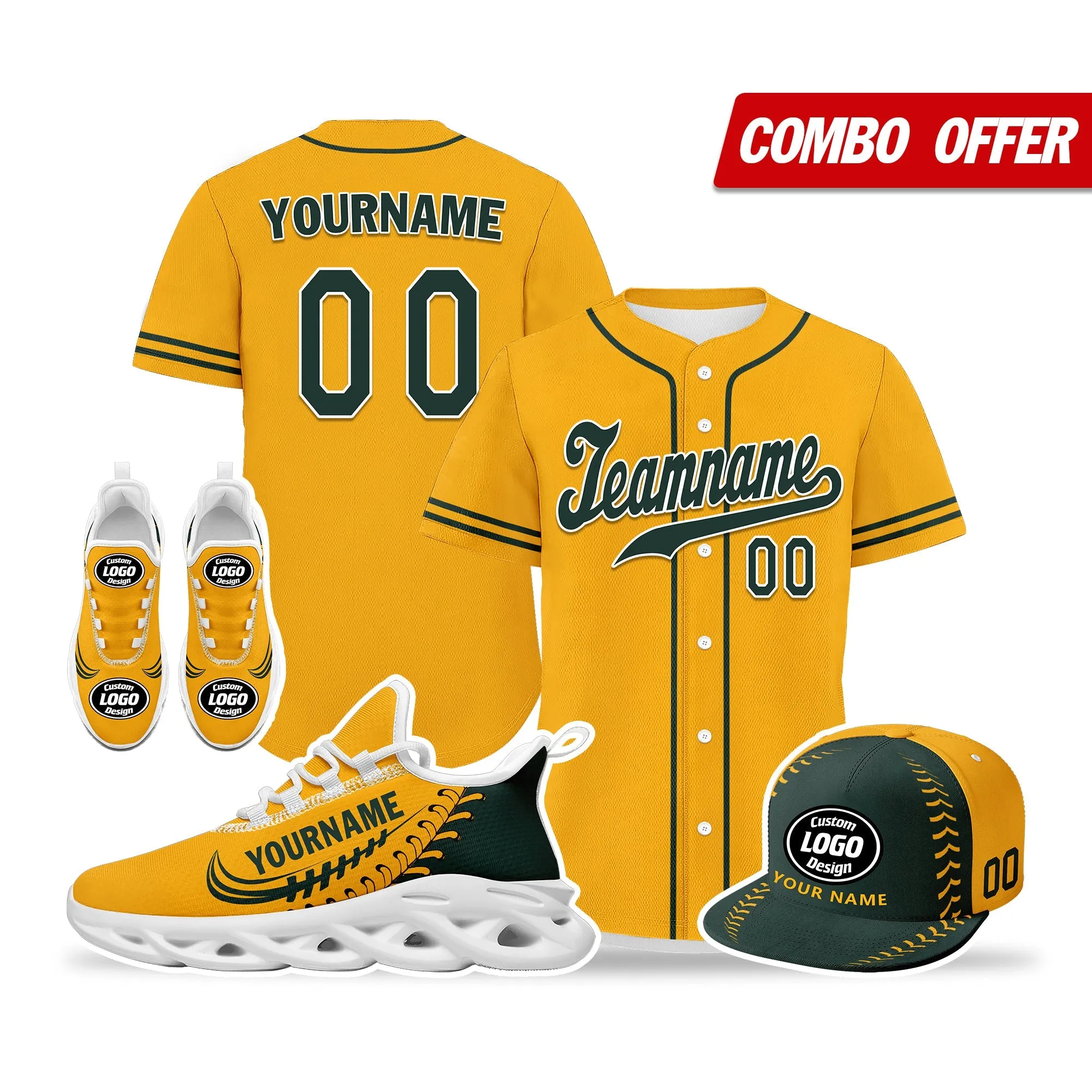 Custom Yellow Jersey MaxSoul Shoes and Hat Combo Offer Personalized ZH-bd0b00e0-c