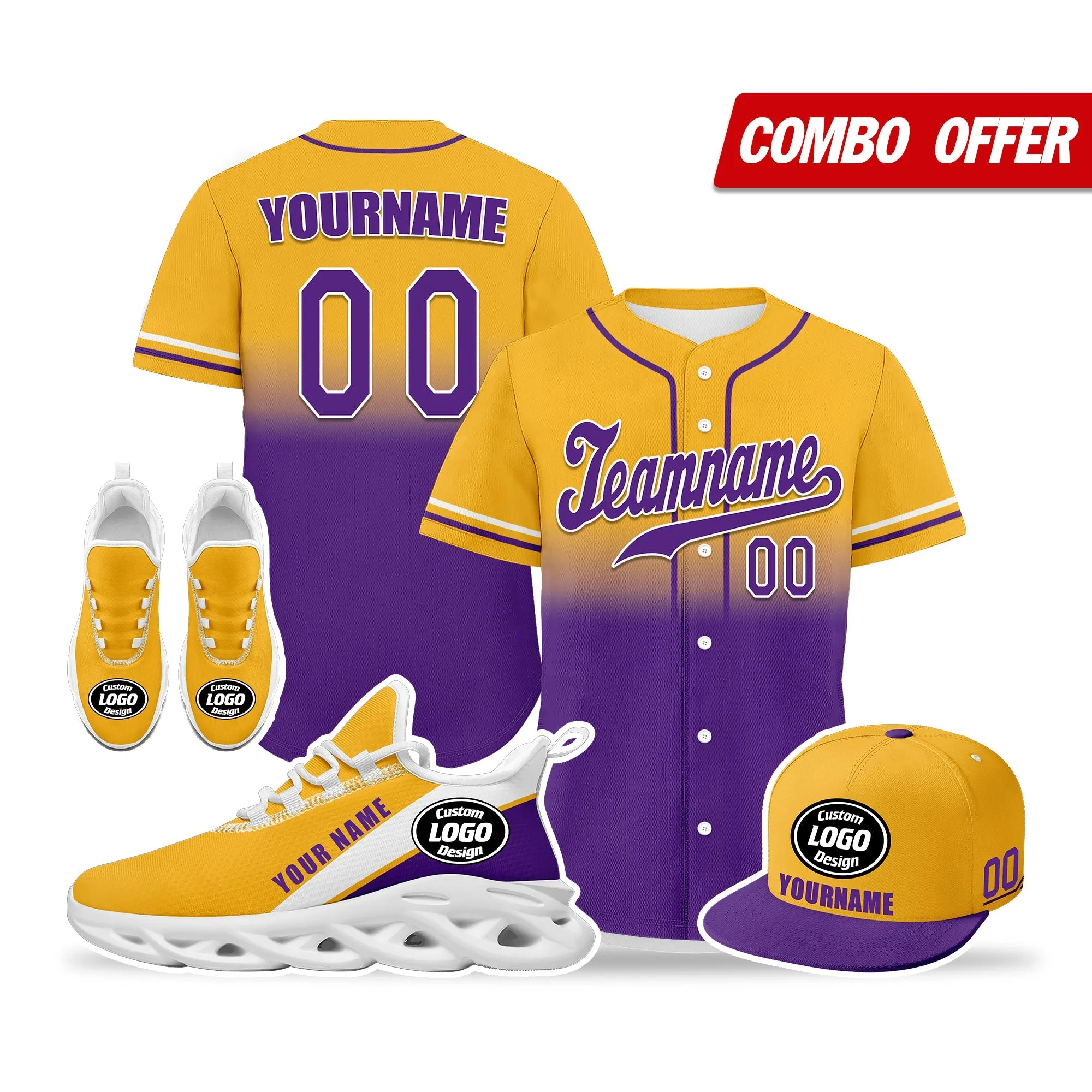 Custom Yellow Purple Jersey MaxSoul Shoes and Hat Combo Offer Personalized ZH-bd0b007e-7