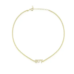 Diamond Initials in Cuban Chain Necklace