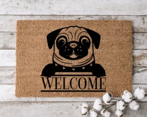 Dog Lovers Welcome Mat, Perfect Gift for Pug Lovers, Personalized Door Mat, Cheerful Gift, New Home Decor, Housewarming