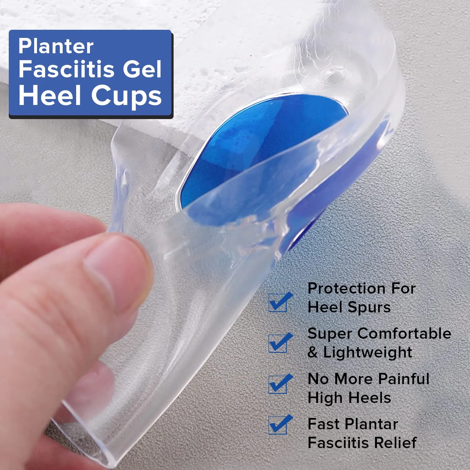 Dr Foot Silicone Gel Heel Cups With Shock Absorbing Support | For Plantar Fasciitis, Achilles Pain, Orthotic Inserts, Heel Cups For Heel Pain & Spurs| For Men & Women (Size - L) (Pack of 5)