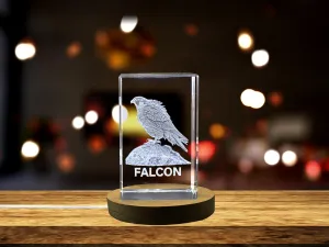 Exquisitely Crafted Crystal Falcon Sculpture | Unique Engraved Home Decor