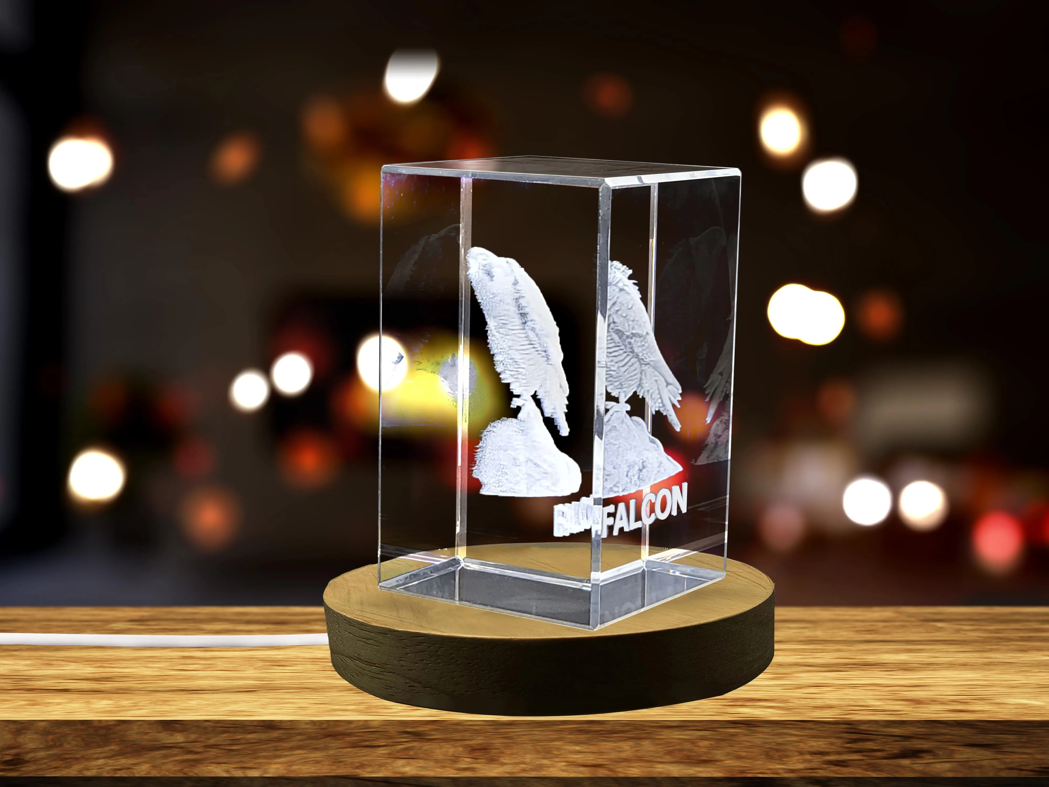 Exquisitely Crafted Crystal Falcon Sculpture | Unique Engraved Home Decor