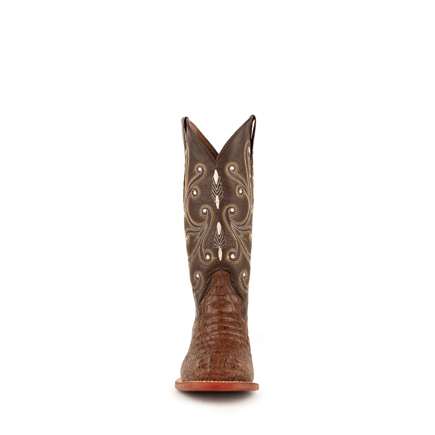 Ferrini Ladies Rust Leather Caiman Print S-Toe Stampede Cowboy Boots