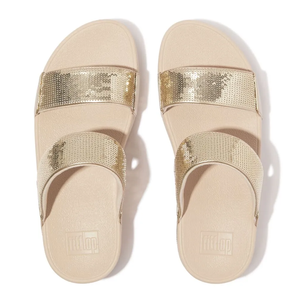 FitFlop Lulu Sequin Slide Sandals - Platino