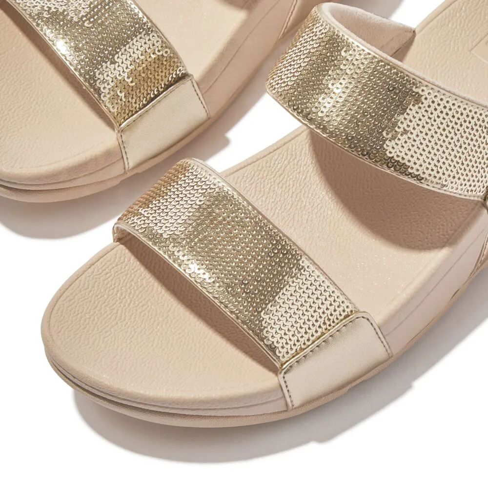 FitFlop Lulu Sequin Slide Sandals - Platino