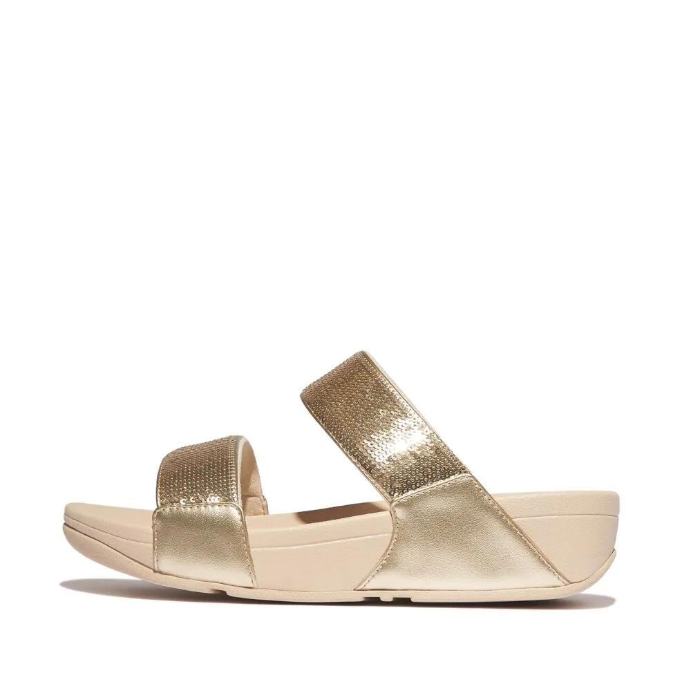 FitFlop Lulu Sequin Slide Sandals - Platino