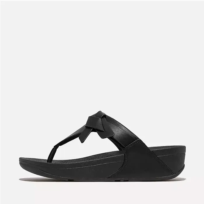 Fitflop Women Lulu Folded-Knot Leather Toe-Post Sandals |IA2-001| Black