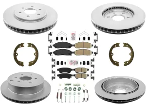 Front & Rear Coated Rotors & AmeriBRAKES Pads For Nissan Frontier 2005-2021