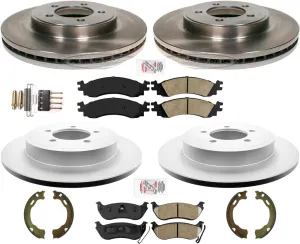 Front & Rear Rotors & Ceramic Pads Brake Shoes For 2007-2010 Explorer Sport Trac