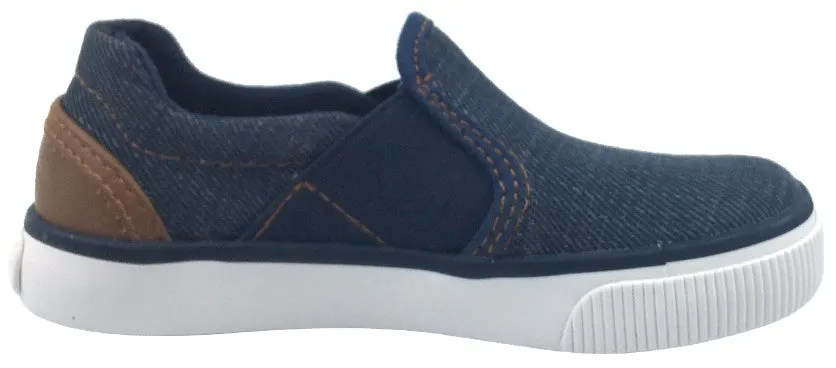 Geox Boy's and Girl's Kilwi Denim and Brown Canvas Slip-On Sneaker