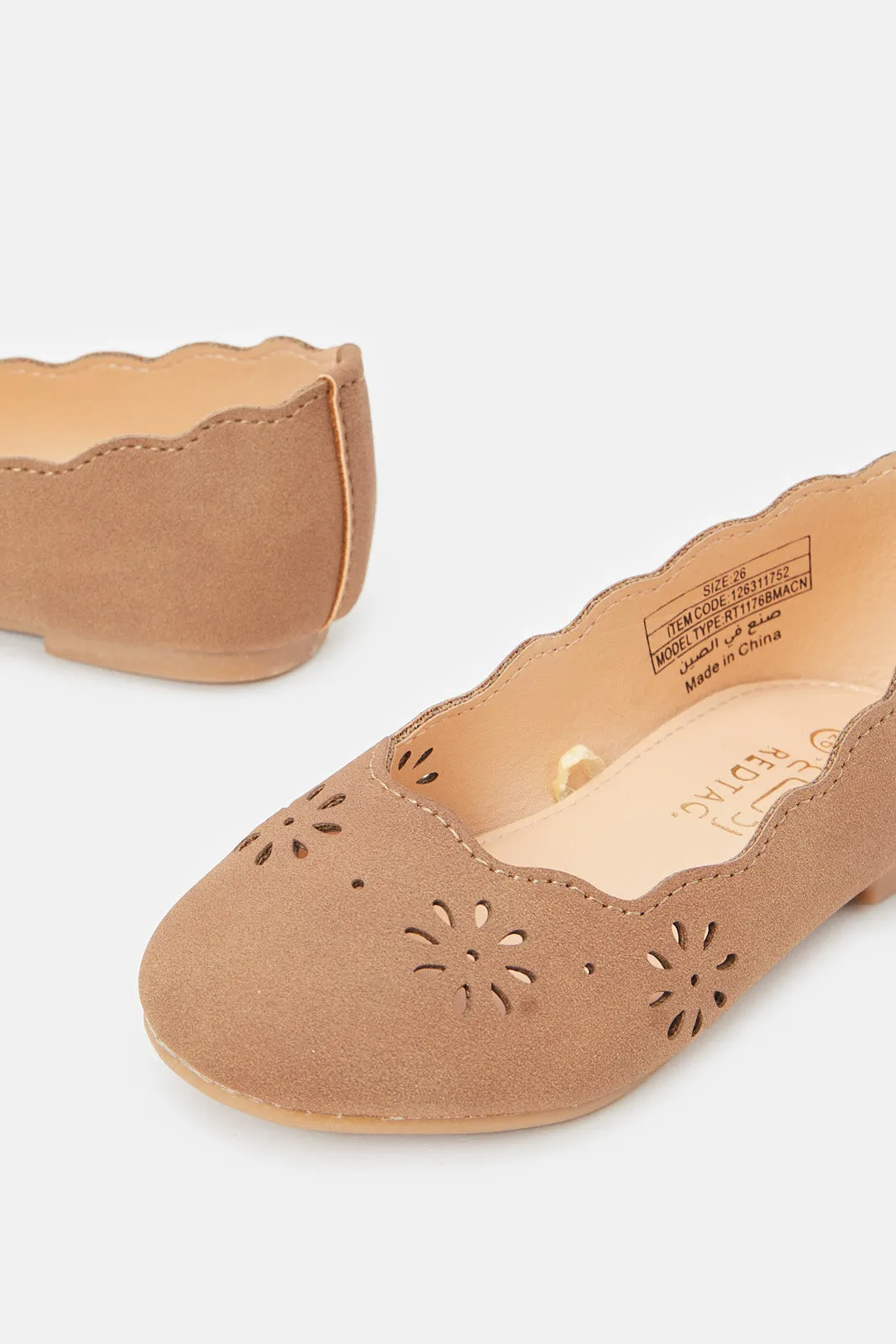 Girls Brown Laser-Cut Ballerina