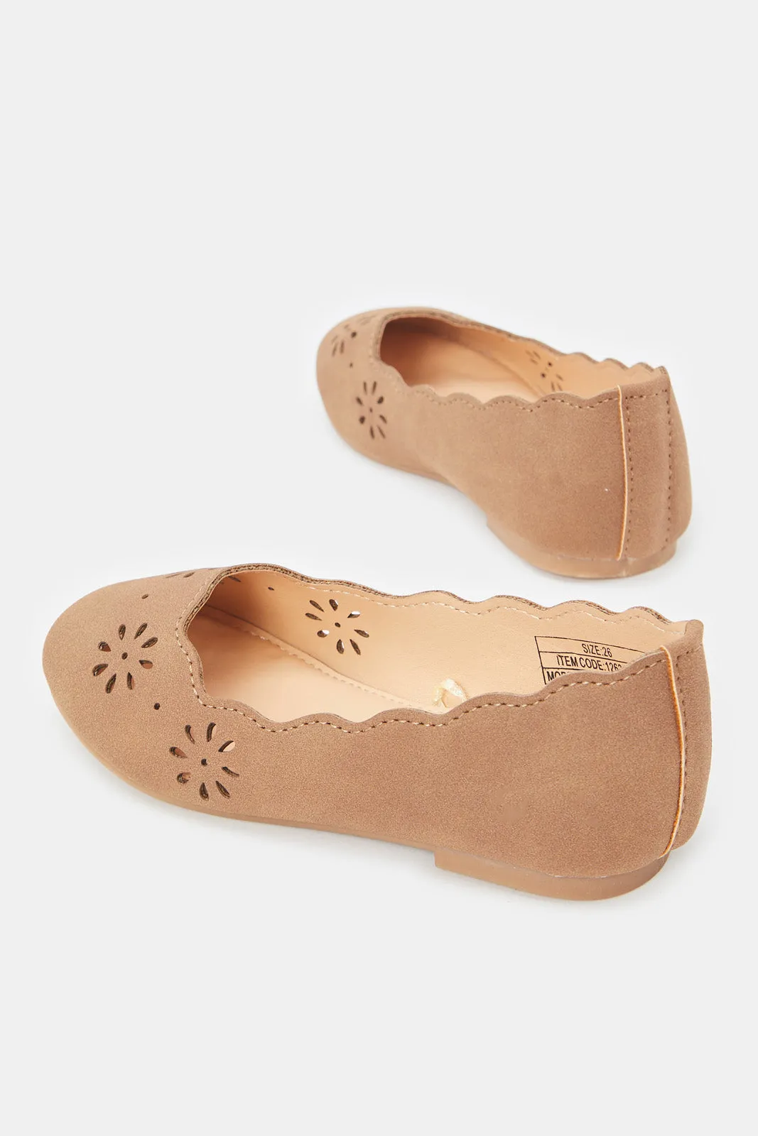 Girls Brown Laser-Cut Ballerina