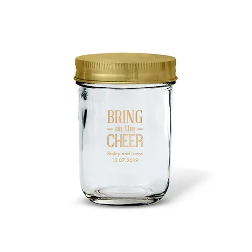 GLASS MASON JAR WITH GOLD LID FAVOUR (12/pkg)