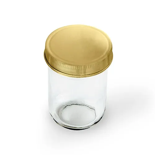 GLASS MASON JAR WITH GOLD LID FAVOUR (12/pkg)