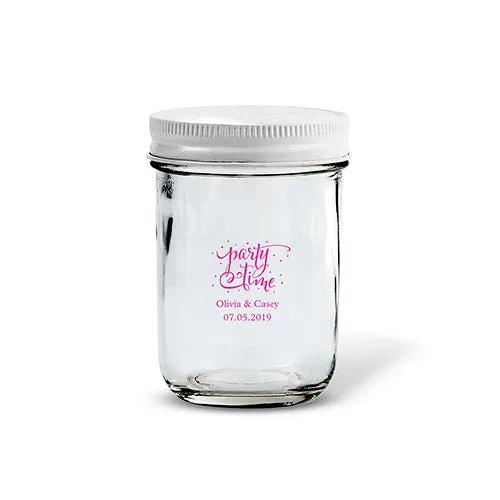 GLASS MASON JAR WITH WHITE LID FAVOUR (12/pkg)