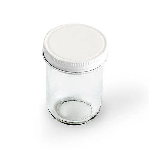 GLASS MASON JAR WITH WHITE LID FAVOUR (12/pkg)