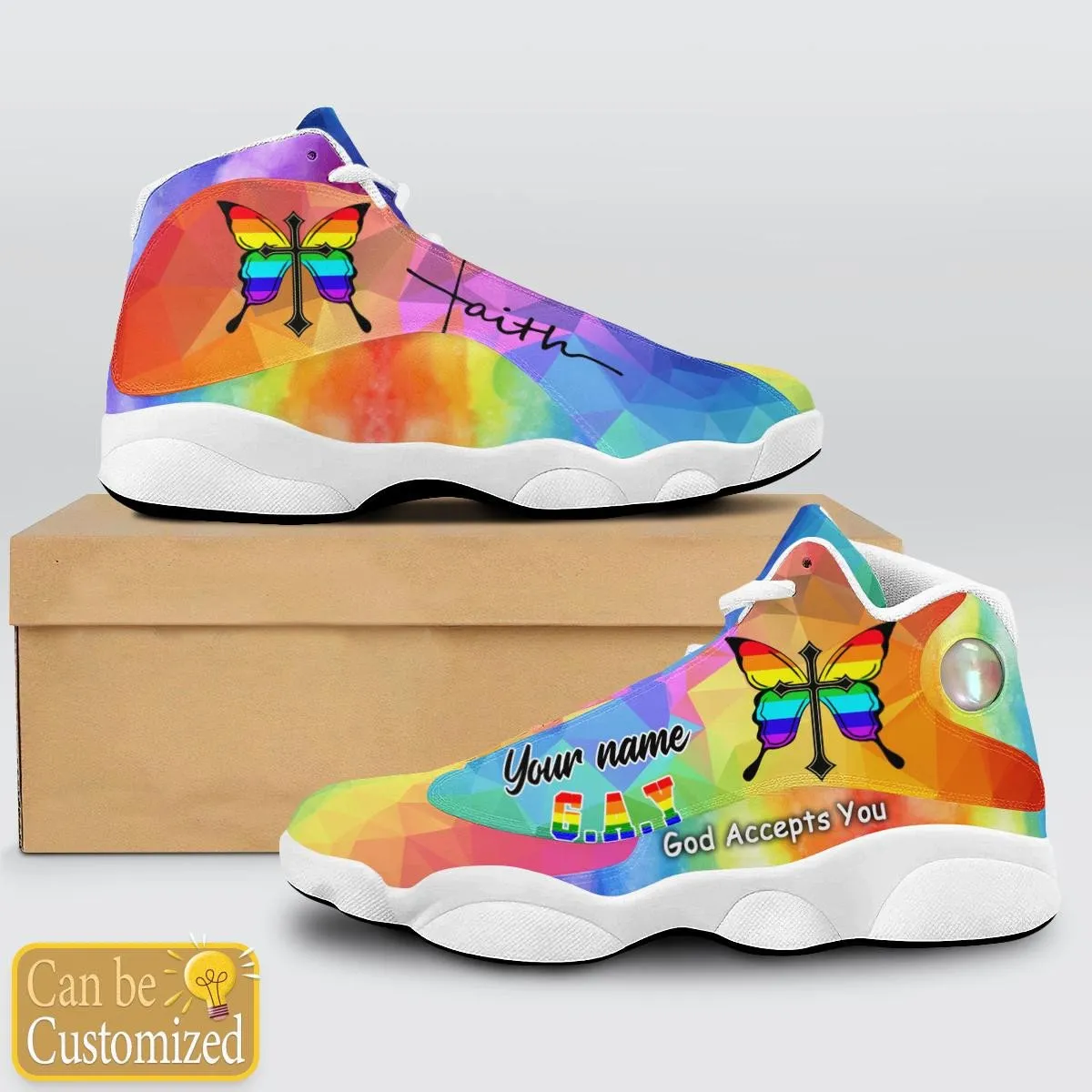 God Accept You Lgbt Jesus J13 Shoes - Personalized Name Faith Shoes - Jesus Shoes