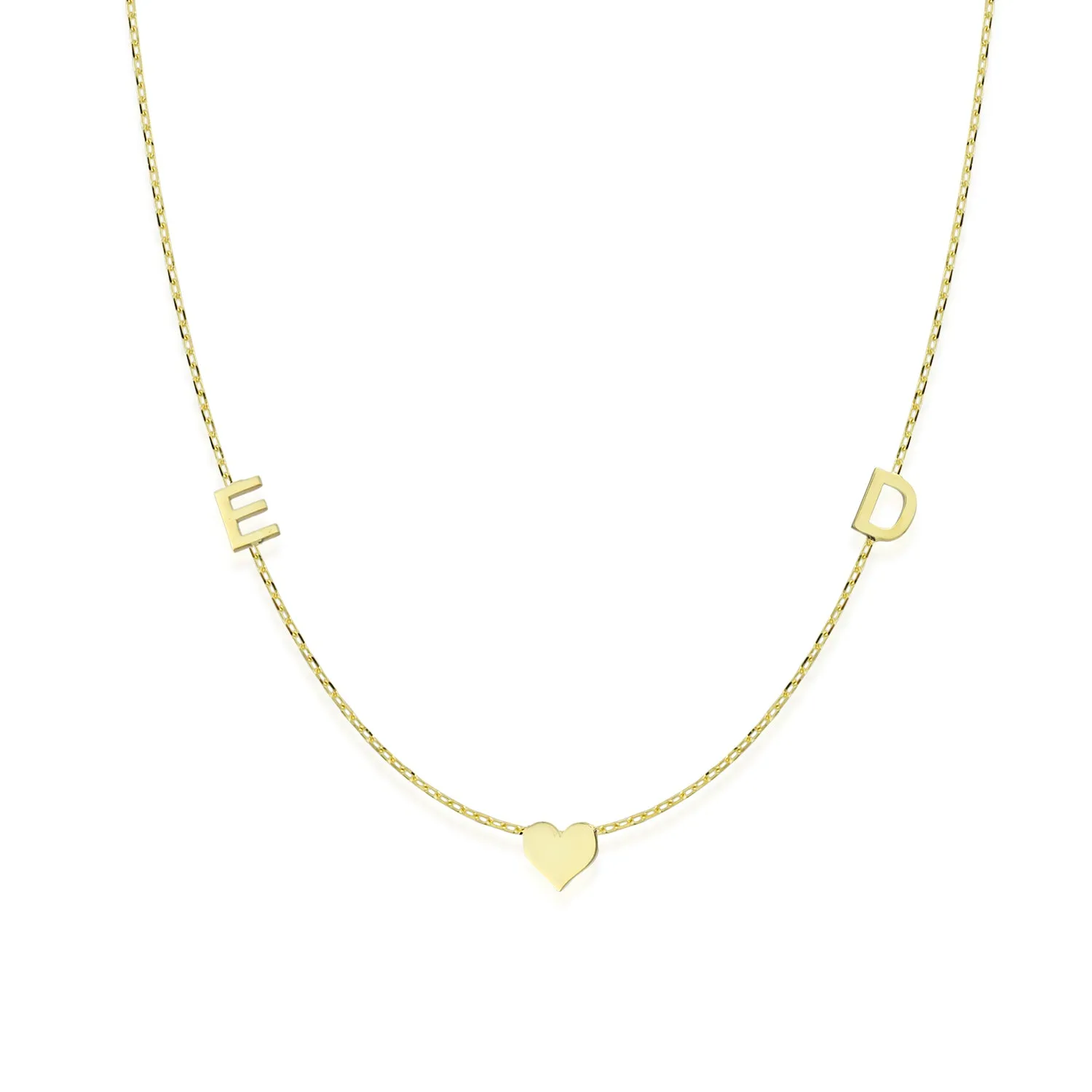 Gold Initials and Heart Necklace