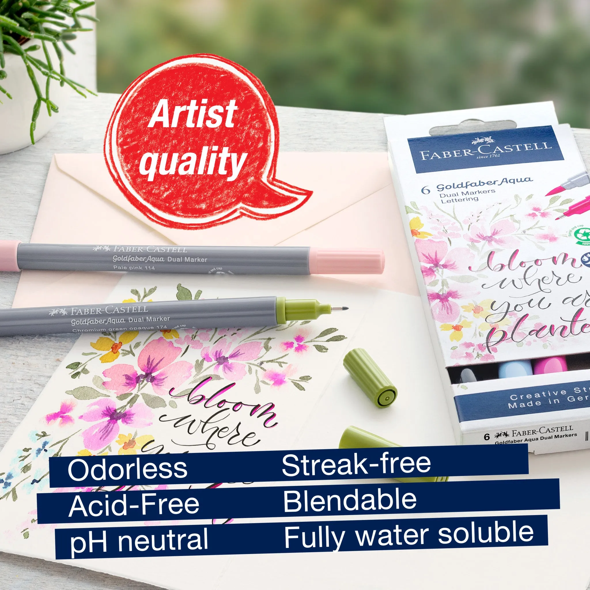 Goldfaber Aqua Dual Markers, Lettering Set Bloom - Wallet of 6 - #164524