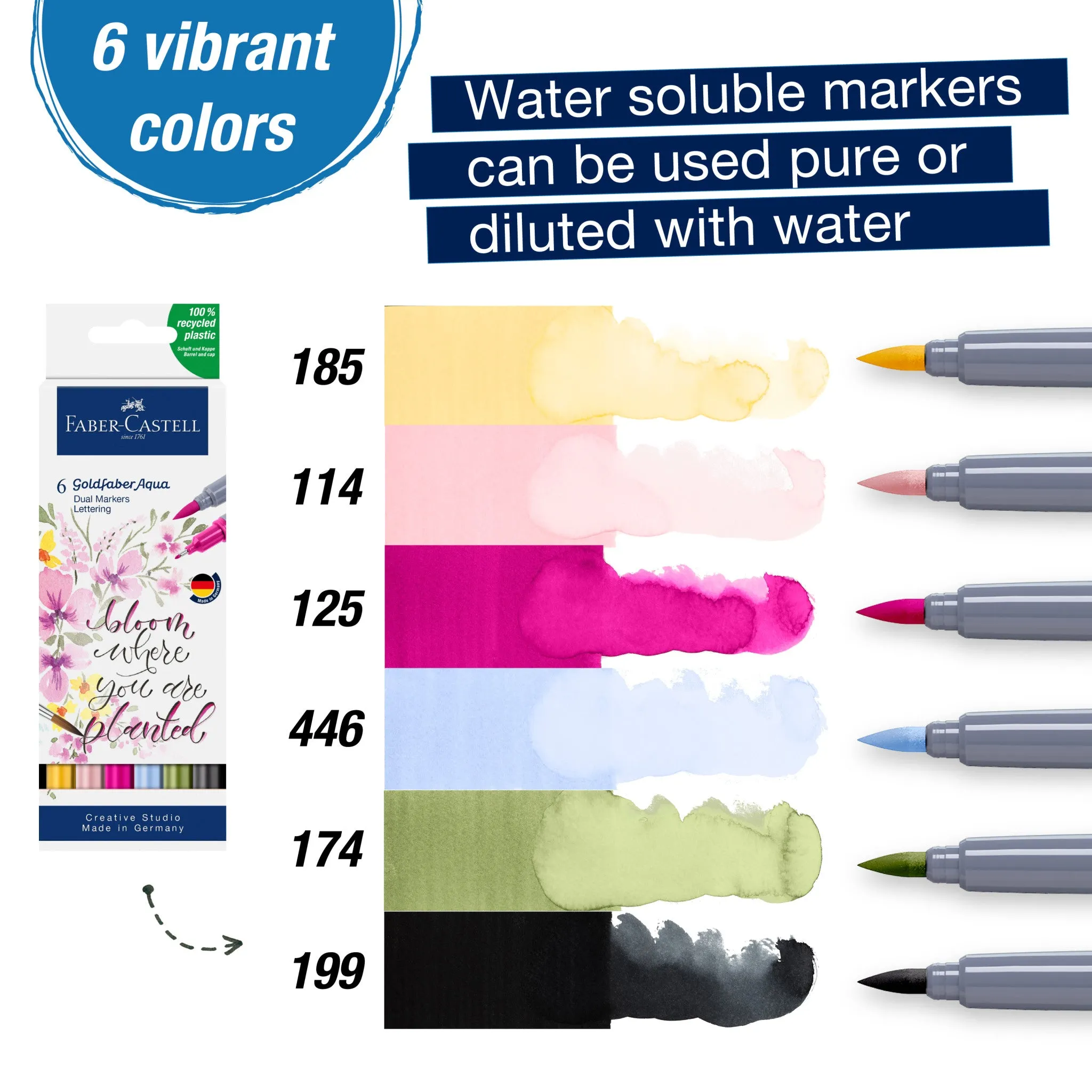 Goldfaber Aqua Dual Markers, Lettering Set Bloom - Wallet of 6 - #164524