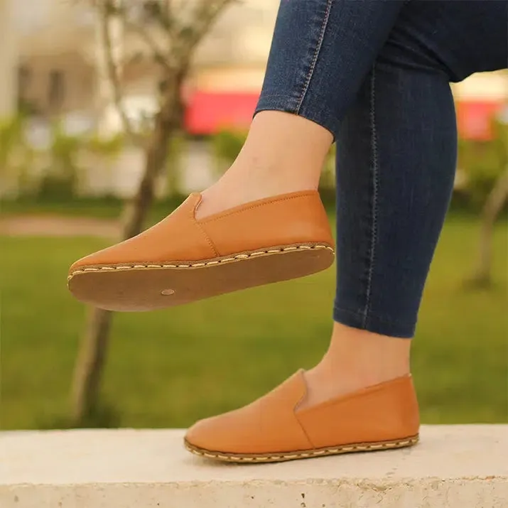 Handmade Leather Barefoot Shoes for Women - Light Orange