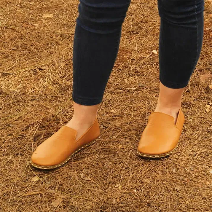 Handmade Leather Barefoot Shoes for Women - Light Orange