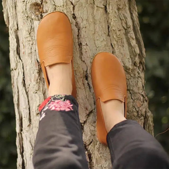 Handmade Leather Barefoot Shoes for Women - Light Orange