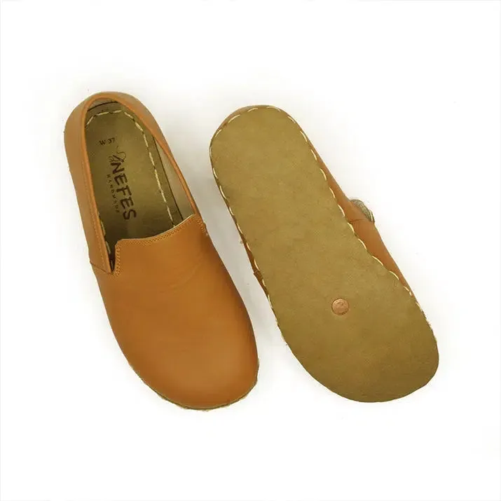 Handmade Leather Barefoot Shoes for Women - Light Orange