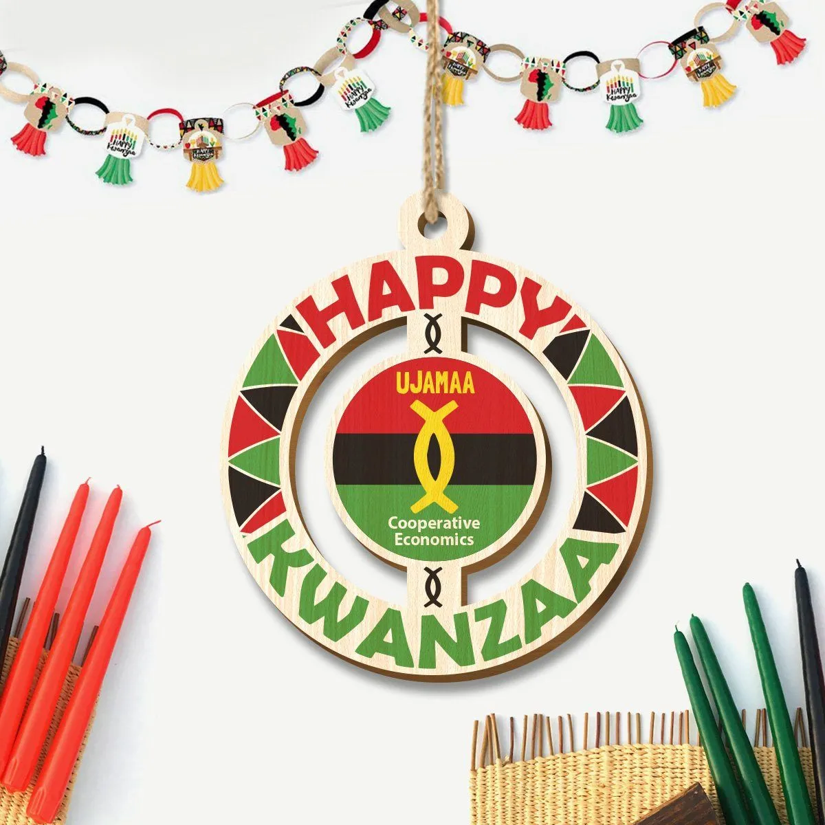 Happy Kwanzaa Wood Ornaments