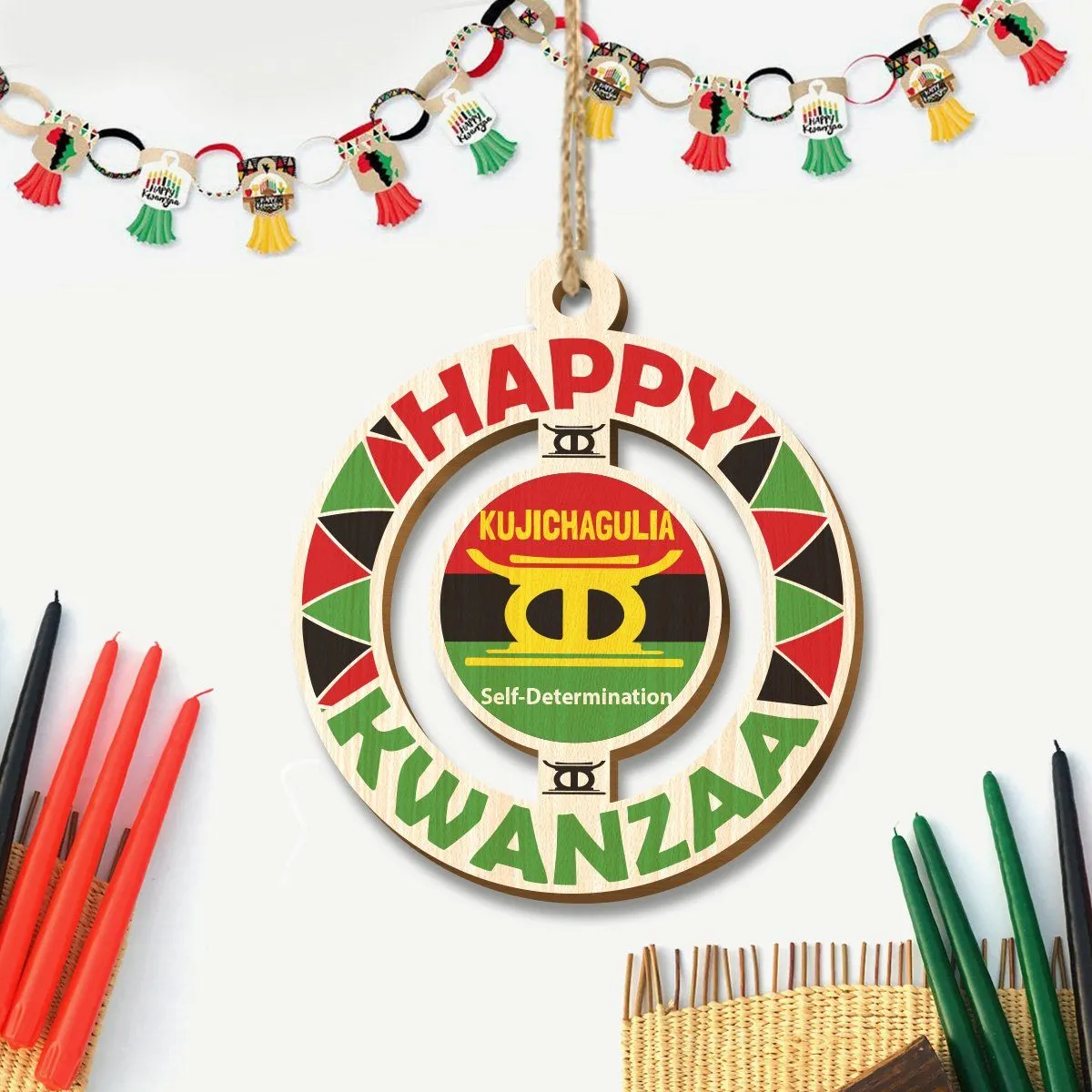 Happy Kwanzaa Wood Ornaments