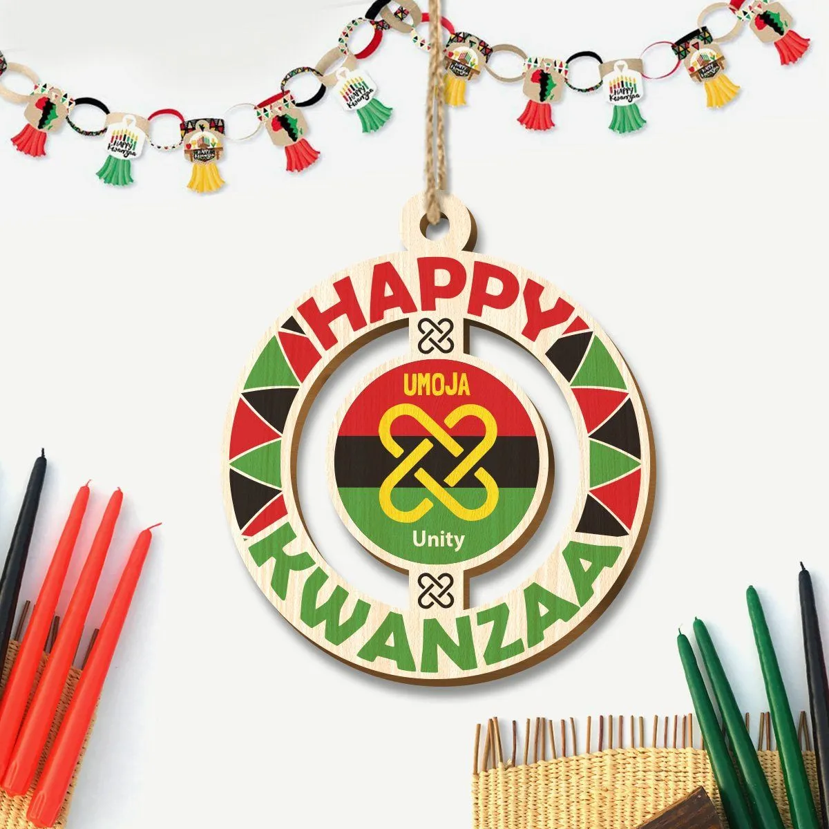 Happy Kwanzaa Wood Ornaments