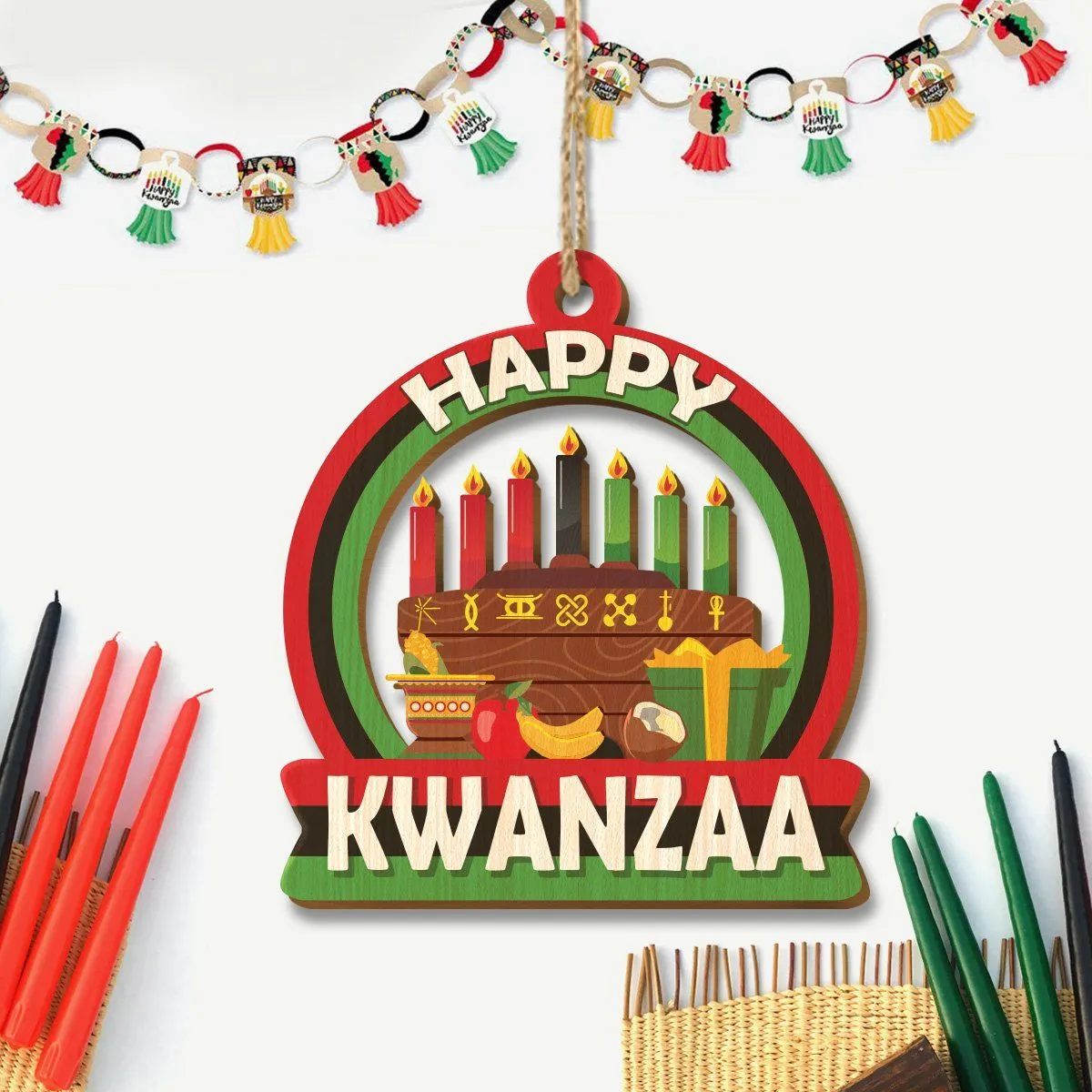 Happy Kwanzaa Wood Ornaments