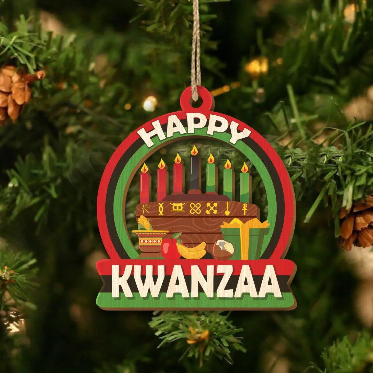 Happy Kwanzaa Wood Ornaments