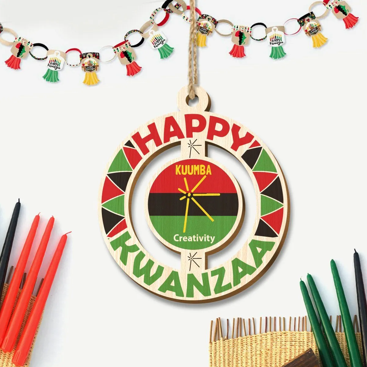 Happy Kwanzaa Wood Ornaments