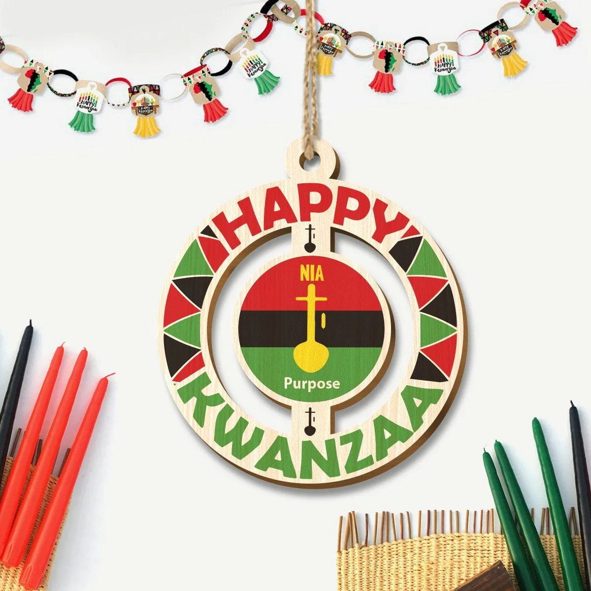 Happy Kwanzaa Wood Ornaments