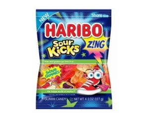 Haribo Zing Sour Kicks Gummi Candy Share Size 4.5 oz. Bags