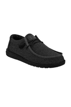 HEYDUDE Men’s Wally Sox Shoes in Micro Total Black | 40019-0XJ