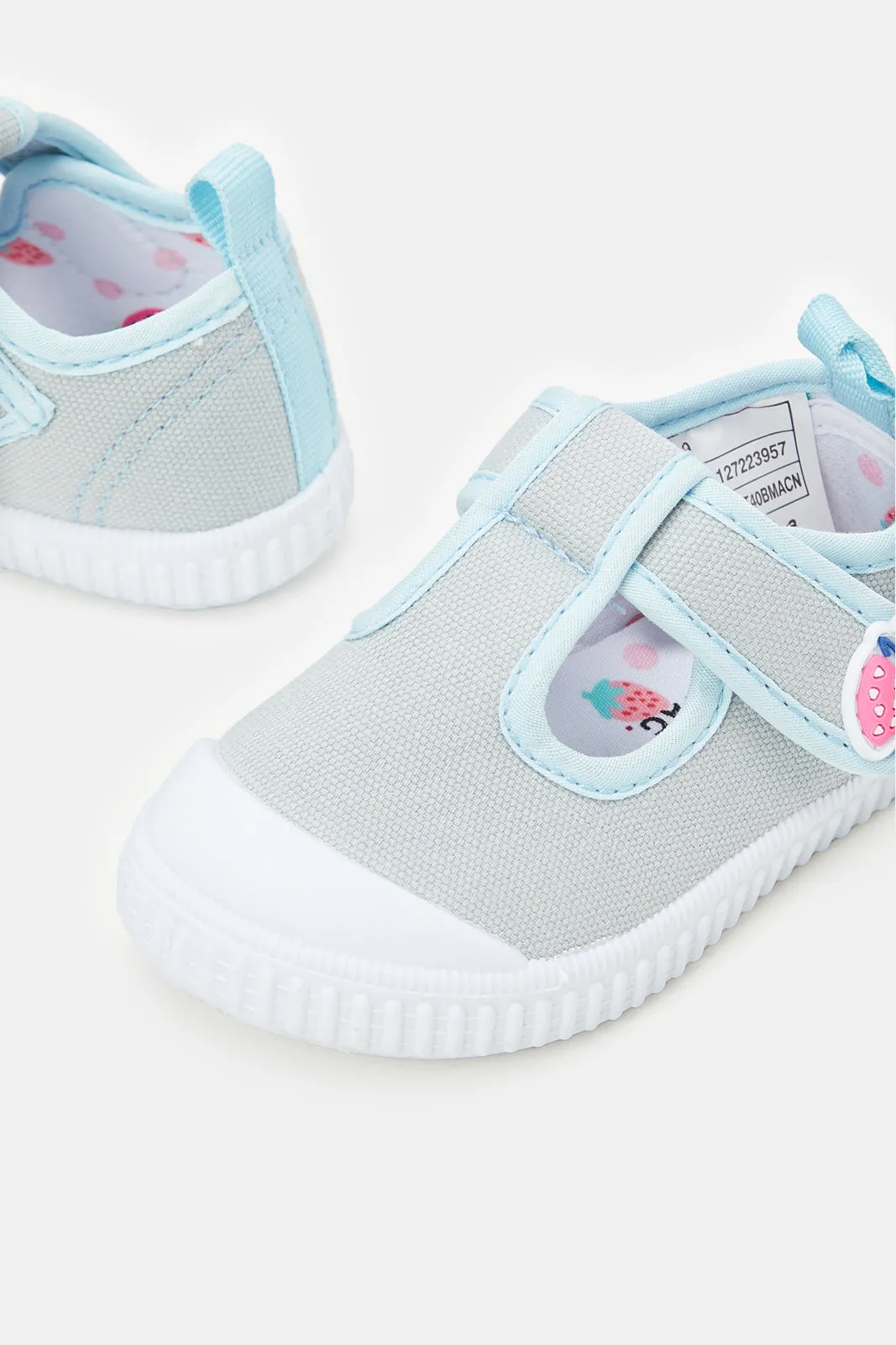 Infant Girls Blue Strawberry Denim Pump