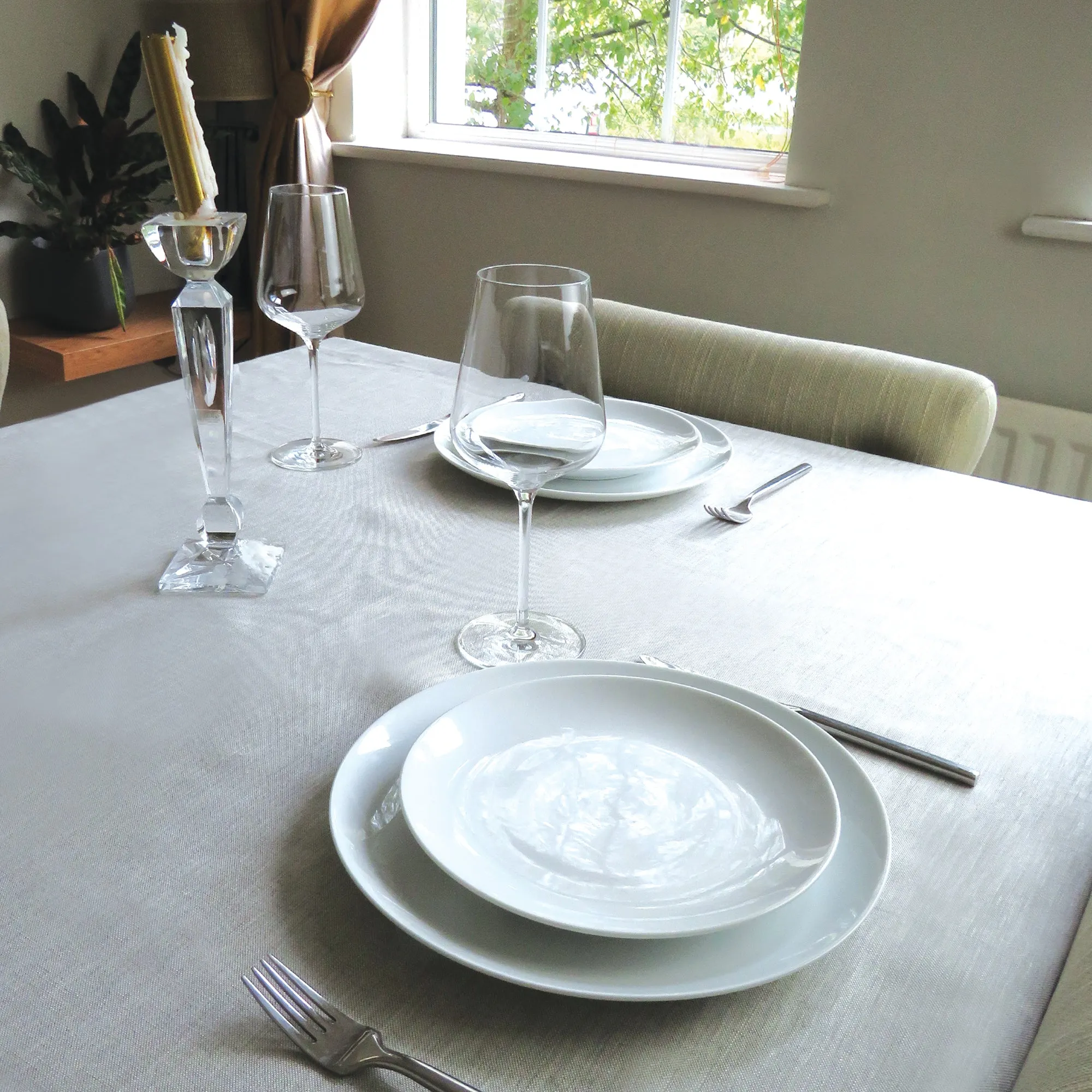 Informal Oatmeal Irish Linen Tablecloth