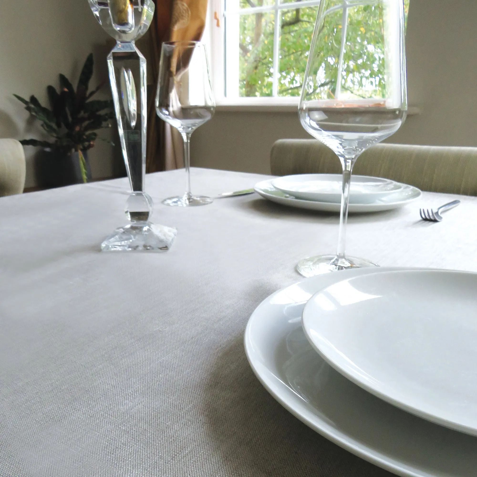 Informal Oatmeal Irish Linen Tablecloth